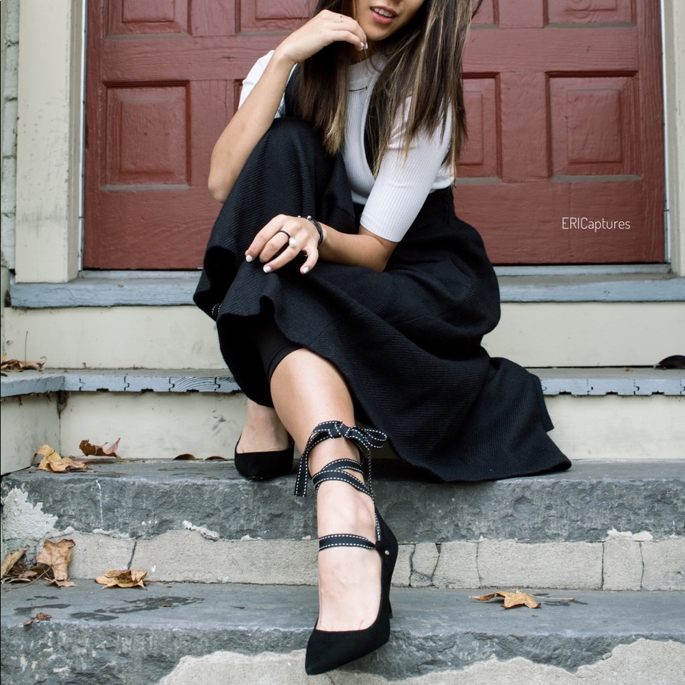 Classic black and white lace high heels